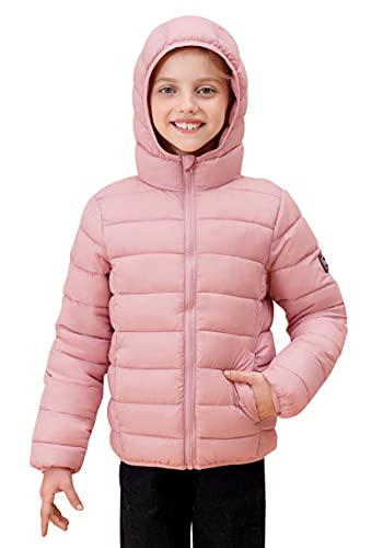 Image of SOLOCOTE Kids Winter Puffer Jacket - Lightweight Packable Quilt Water-Resistant Hooded Jackets for Girls and Boys Pink 12 Years