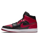 Gummisohle Nike Air Jordan 1 Mid Banned für Herren, 554724 074, Schwarz/Rot/Weiß, Schwarz - Schwarz - Größe: 44 EU