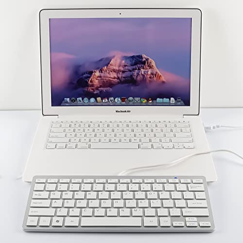 USB有線キーボード 小型 軽量 78キー 英語配列 テンキーレス ミニ 薄型 USB接続 コンパクト 1.3メートルコード PCノートパソコン/Windows/Mac用 iMac MacBook Air/Proに対応 (シルバー)