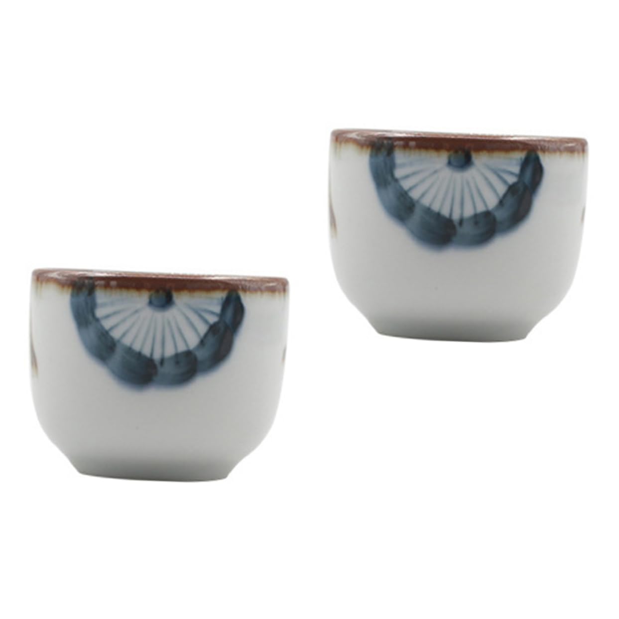 Garneck 2Pcs Style Glazed Sake Cup Hand Painted Flower Pattern Sake Serving Cups for Home for Tea Enjoyment Present Ready Design
