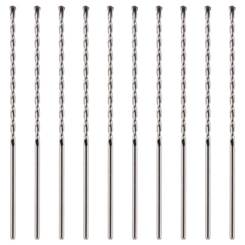 10 Pack Of 6mm x 300mm Long TCT Masonry Drill Bits – For Concrete, Brick, Stone, Porcelain Ceramic Tiles Plastic Wood – Masonry Drill Bits Set For Standard Rotary Drills & Hammer Drills (NOT SDS)