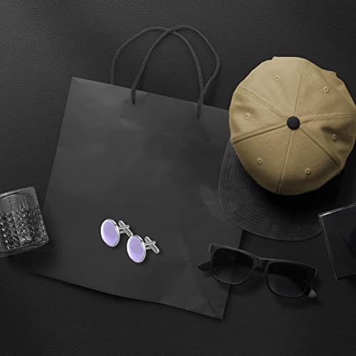 Lila geruite patroon print klassieke roestvrijstalen manchetknopen voor heren, pak shirt manchetknopen sieraden zakelijke huwelijksgeschenken - Image 7