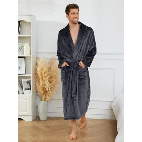 U2Skiin U17M331010842 Mens Fleece Robe Plush Collar Shawl Bathrobe thumb #1