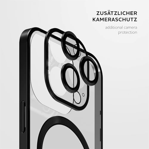 Coque iPhone 15 Pro compatible MagSafe silicone transparent noir