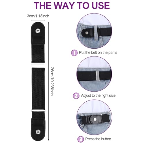 2pcs No Buckle Belt for Women Men, Adjustable Invisible Buckleless Elastic Bands for Jeans Casual Pants Waistband2