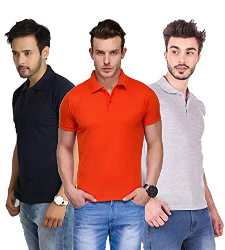 Image of Freely Men's Poly-Cotton Collar & Plain T-Shirt - Pack of 3