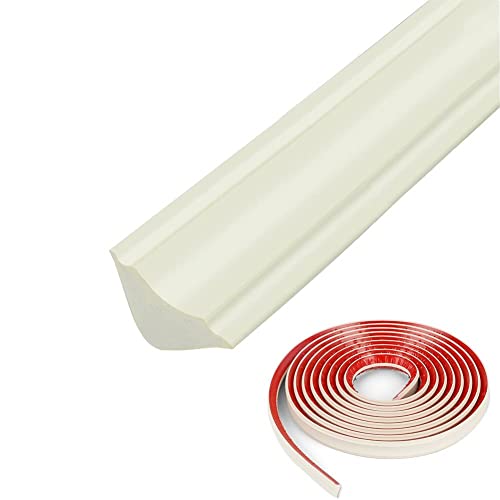 5M Foam Molding Trim Self-Adhesive,Caulk Strip,Edging Trim for Floor,Tile,Laminate Beading, Skirting Board,Gap Cover 1cm for Wall Corner Ceilings Countertop Edge(Cream,21 * 14mm)
