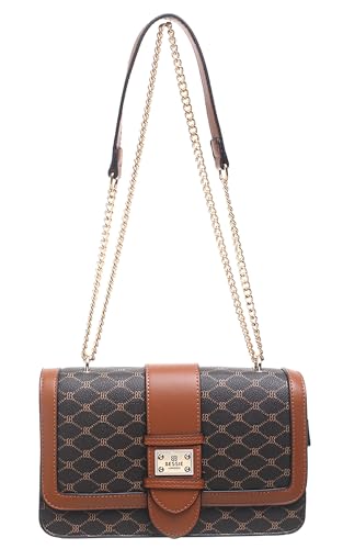 Sac à bandoulière Bessie BH5081 logo imprimé géométrique