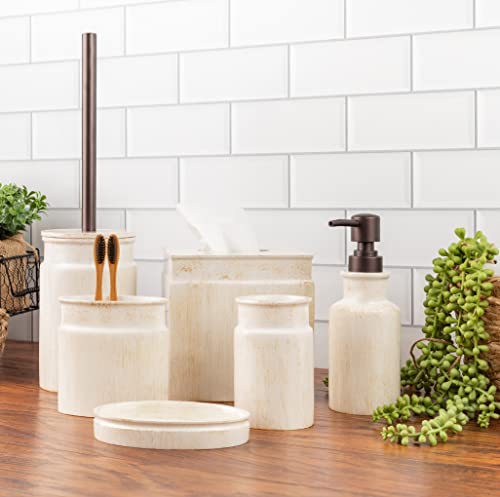 Image of Creative Scents Rustic Luxe Beige 6 Piece Bathroom Accessories Set