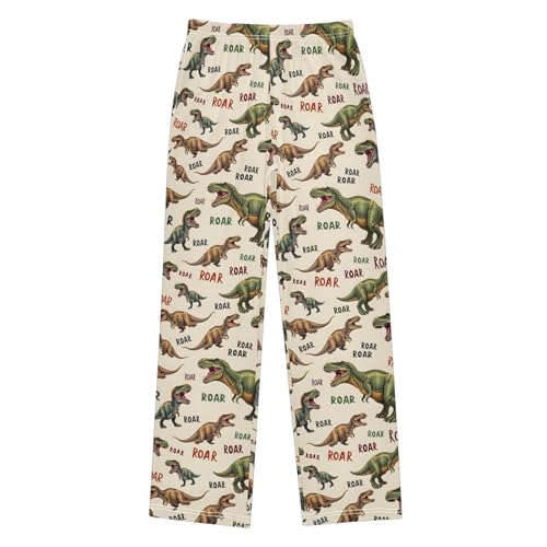 ALAZA Dinosaur Hipster Yellow Pajama Lounge Pants Long Sleep Pajama Bottoms with Pockets