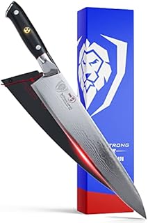 DALSTRONG Chef Knife - 9.5" (24 cm) - Shogun Series - Damascus - Japanese AUS-10V Super Steel - Black Handle - w/Sheath