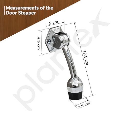 Image of Plantex Door Stopper for Main Door /5-Inch Stopper with Rubber Grip /Stoppers for Wooden Door /Stops for Door - Pack of 4 (Chrome)