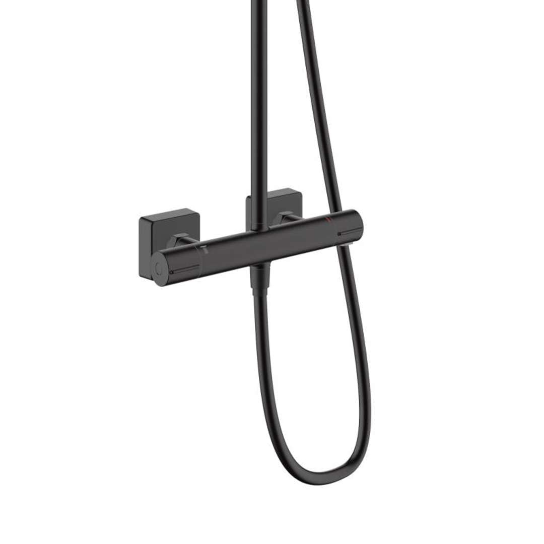hansgrohe Vernis Shape Colonne de douche 230 1 jet EcoSmart 9l/min avec mitigeur thermostatique, noir mat, 26097670