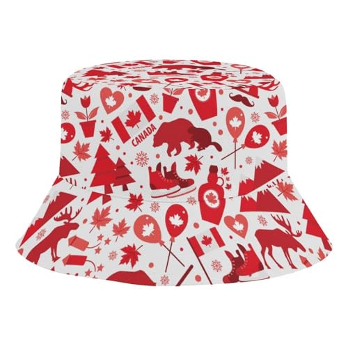 Canada Maple Leaf SquirrelChildren's Bucket Hat for Boys and Girls, Breathable Summer Beach Hat52cm