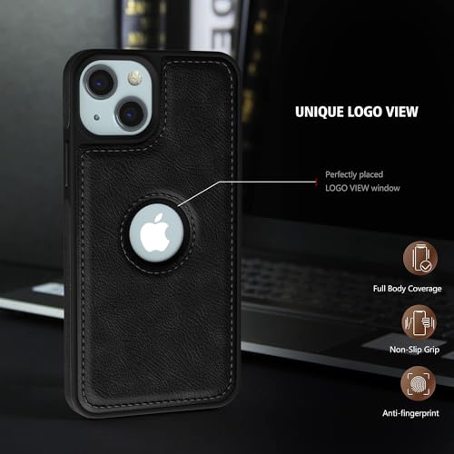 Image of Pikkme Back Cover for iPhone 15 | Pu Leather| Super Soft-Touch | Raised Edges | Camera Protection Bumper Case (Black)