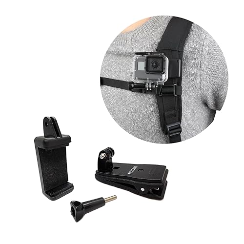 JINGXIN Soporte de correa de mochila para GoPro, soporte de clip rápido giratorio de 360 grados, compatible con Hero 12, 11, 10, 9, 8, 7, 6, 5, 4, Session, 3+, 3, 2, 1, DJI y cámaras de acción