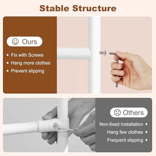 Image of Hoctieon Double Rod Z Rack, Rolling Clothes Racks with Z-Base, Adjustable Clothing Rack, Standing Clothes Rack, Metal Clothing Racks for Hanging Clothes, Portable Garment Rack, White