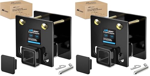 Image of Nilight RV Bumper Hitch Receiver Fits for 4 in X 4 in Square RV Rear Bumpers 2 inch Receiver 3500 LBS Capacity Bolt-On Heavy Duty Steel for Camper Bike Racks Cargo Carriers (Pack of 2)