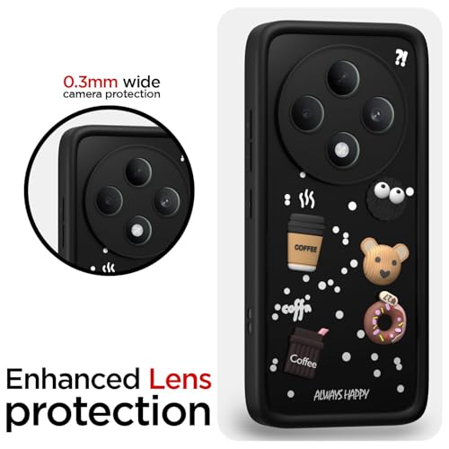 Image of Bintage Cute Fun Taddy| 3D Ball Bear| Donut| Coffee Rubber Case Full Body & Camera Protection Back Cover Compatible for Oppo F27 Pro / F27 Pro Plus 5G - Black
