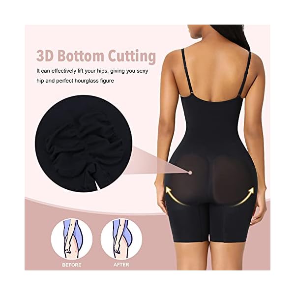 FeelinGirl Butt Lifter Bodysuit Body Shaper Tummy Control Shapewear Plus Size Seamless Full Body Waist Trainer Back Support Black XL/XXL