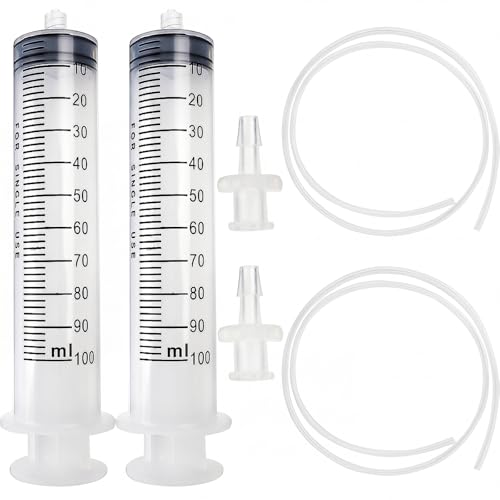 DEPEPE 2pcs 100ml Plastic Syringe with Tubing
