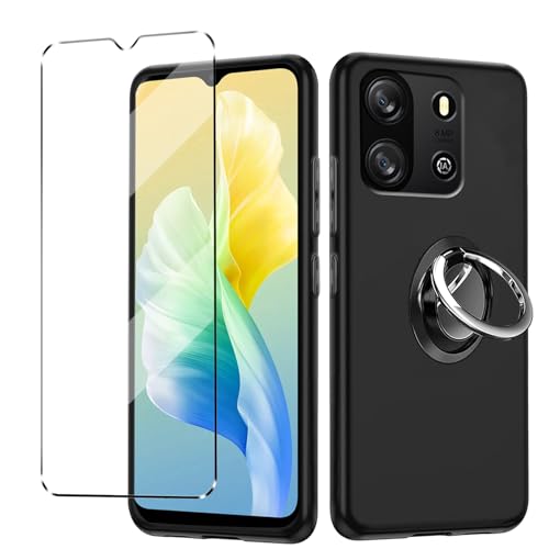 1Pcs Cover e 1Pcs Vetrino e 1xanello Compatible con Blackview Wave 6C antiurto Custodia piu Vetro temperato con protezione Wave 6C Pellicola protettiva nero