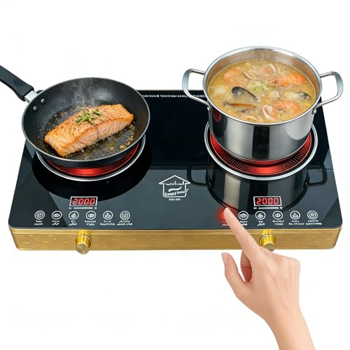 Listado de Parrillas de Induccion Home Depot , tabla con los diez mejores. 50 TDVCVZSD Parrilla de Inducción Doble Quemador,cocina de inducción táctil,3500W de alta potencia,9 niveles de potencia y ajuste de temperatura, Con función de temporizador,...