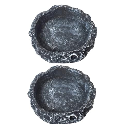 Abaodam 2pcs Reptile Water Bowl: Reptile Feeding Terrarium Bowls Small Corner Food Dish for Turtle Lizard Snake Frog Gecko Tortoise Spider Pet