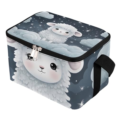 GzLeyigou Lunch Bags for Women Men 9 Cans,Cartoon Lamb Hot & Cold Food Delivery Bag Insulated Grocery Bag Insulated Lunch Box Alpaca Cooler Bag for Office Work Picnic Beach
