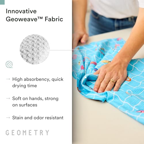 GEOMETRY Tea Towels – Spring & Summer Collection – Quick-Dry, Ultra-Absorbent, Reusable Microfiber Kitchen Towels for Drying & Cleaning - At The Pool - 1 Pack - image 4
