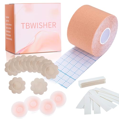 Tbwisher Boob Tape for Breast Lift Boobytape -Sticky Body Tape for Push-up Shape for Breast Support Lift Black