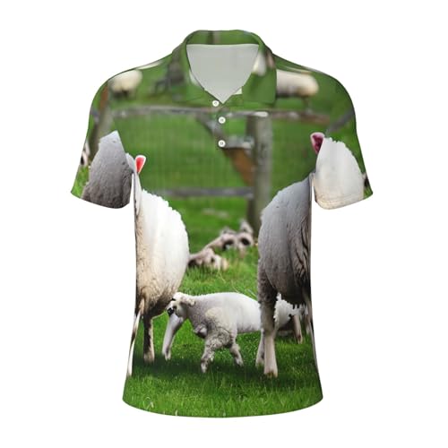 Polo imprimé mouton et agneau pour homme polo à manches courtes fluide