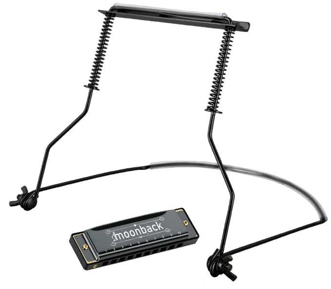 Harmonica Holder Set, 10 Holes Diatonic Blues Harmonica Key of C, Adjustable and Professional...