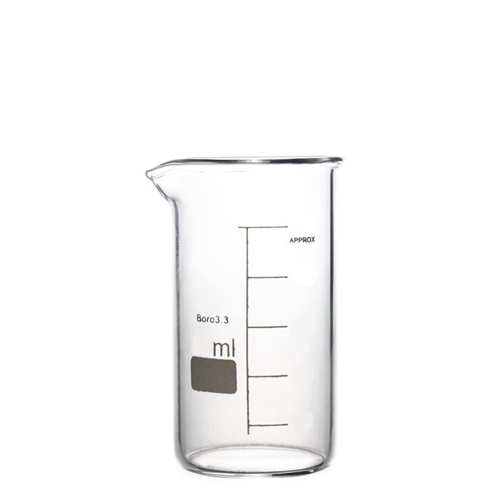 400 ml szklany kubek z przezroczystą gradacją wysoki kształt borokrzemian szkło 3.3 żaroodporne pogrubione szkło laboratoryjne kubek pomiarowy - opakowanie 5 szt. (rozmiar: 400 ml