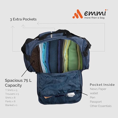 Image of Emmi Radiant Duffle Bag 70 L|Travel Bag for Men and Women |Weekend Holiday and Gym |Sustainable and Durable Cabin Bag|Water Repellent |18 Months Warranty