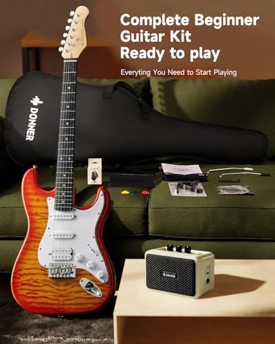 Donner DST-90 39" Beginner Electric Guitar Kit with Amp, Icetea Burst - image 7