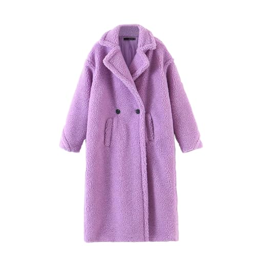 Women's Sherpa Jackets Faux Fur Long Teddy Bear Coat Lapel Fuzzy Oversized Winter Outerwear