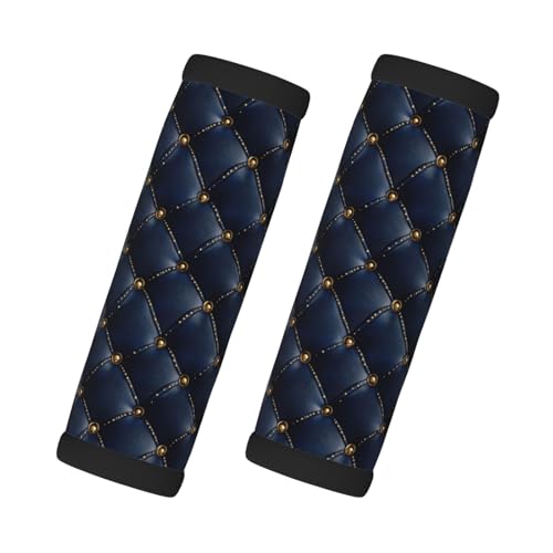 2 Pcs Luggage Handle Wraps for Suitcase - Fashion Vintage Navy Leather Plaid Print Luggage Handle Covers, Suitcase Tags Identifiers for Suitcases, Travel Essentials for Flying Accessories