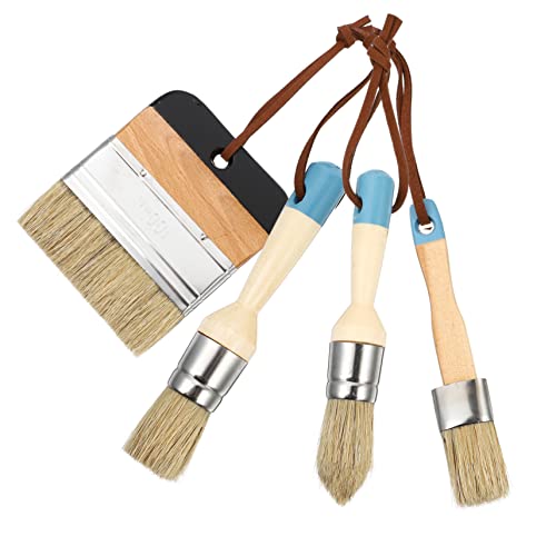 SEWACC Ensemble 4 Pinceaux Peinture à La Colle Et Huile 1 Pouce Manches Bois pour Décoration Intérieure Meuble Mur Plafond Artisanat Peintre