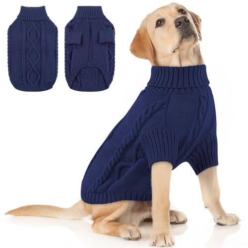 Image of Queenmore XXL Dog Sweater,Classic Knit Big Dog Christmas Sweater Turtleneck