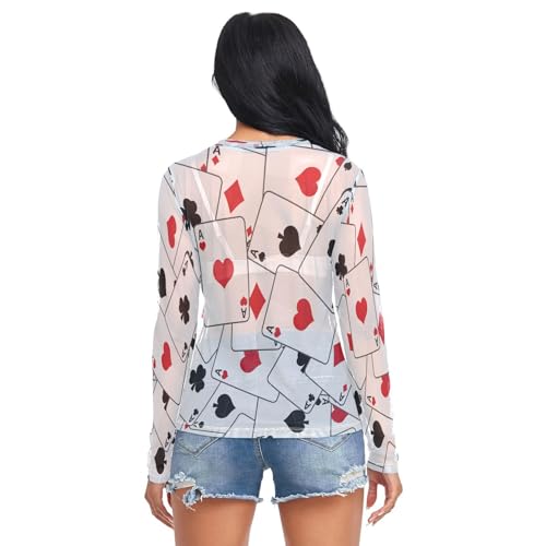 ALAZA Women's Mesh Long Sleeve Sheer T Shirt See Through Top Blouse4