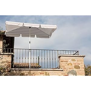 Eclisss Parasol voor terras en tuin, basis en valbeveiliging, rechthoekige parasol met aluminium frame en sokkel van 25…