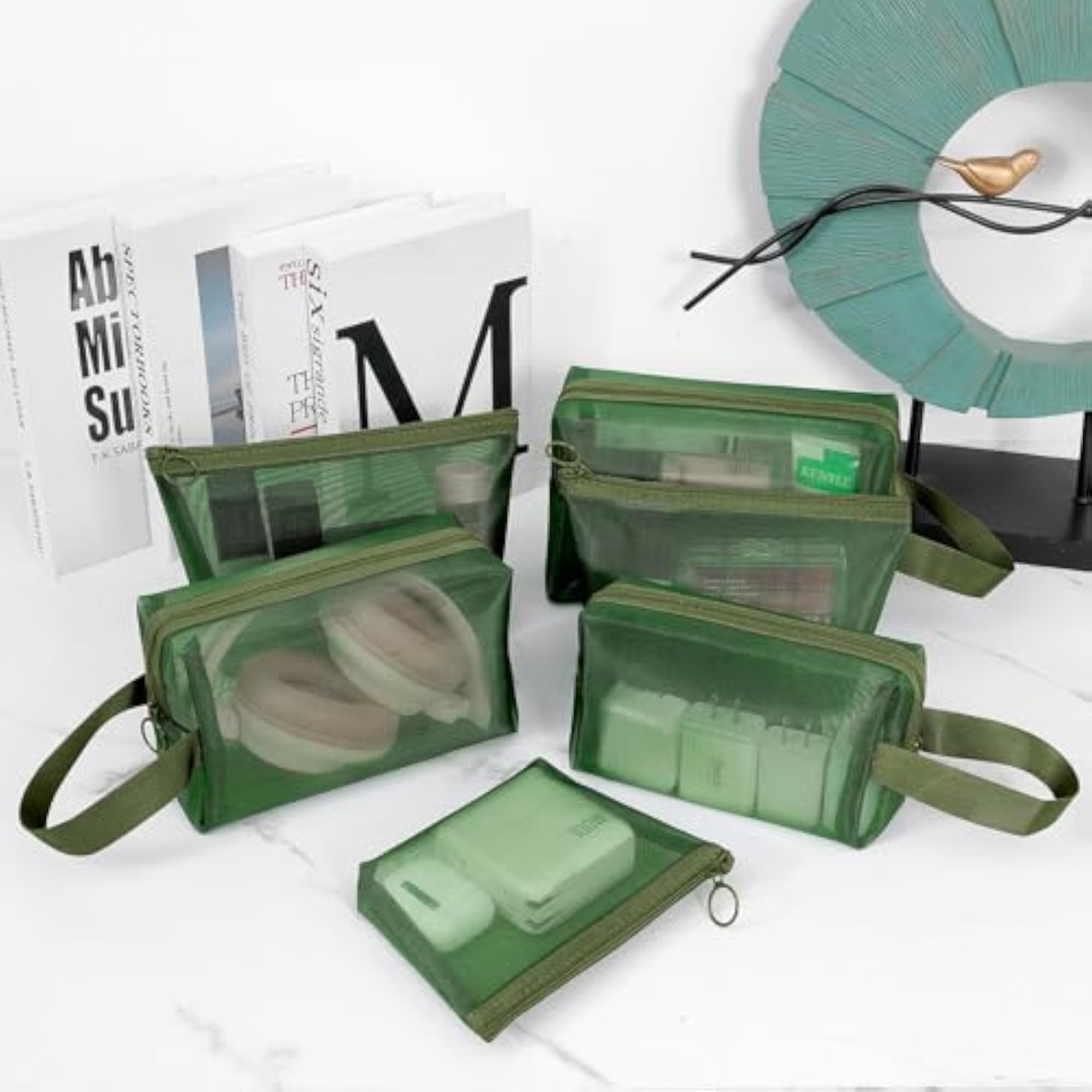 6 Pieces Zipper Mesh Makeup Bags Set, Portable