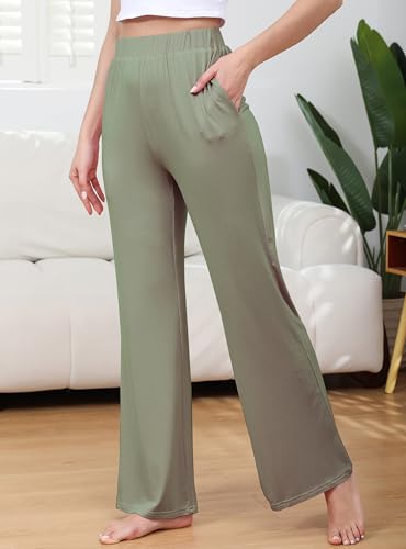 Veseacky Women's Comfy Stretch Drawstring Wide Leg Lounge Casual Pants Pajamas Bottoms Dance with 2 Pockets S-XXL3