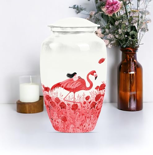 Image of Personalized Flamingo - Decorative Urns For Ashes - Burial Urns - 10 Inch - Large With Velvet Bag - Ash Urns For Human - Human Remain Urn - Cremation Urn For Ash - Memorial Urn For Mom & Dad