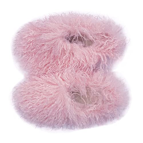 MH Bailment Women's Faux Curly Fur Slippers Fuzzy Fluffy Fashion Slippers Warm House Shoes Indoor Outdoor Winter