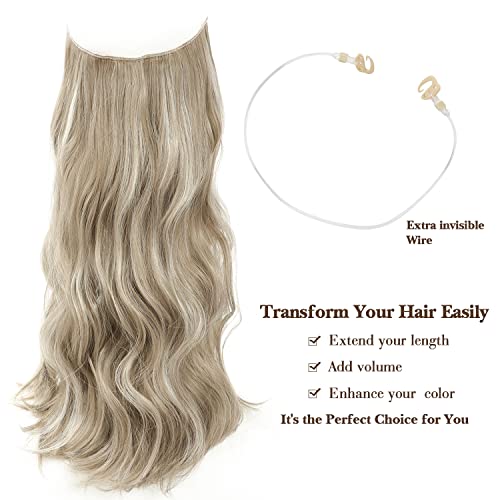 Invisible Wire Hair Extensions Long Wavy Hair Extensions With Transparent Headband Adjustable Size 2 Clip Fish Line Secret Synthetic Hairpieces For Women #TOP1