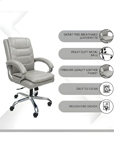 Image of activa Executive Revolving Office Chair | Ergonomic Computer Desk Chair with Cushioned Seat| Heavy Duty Steel, Adjustable Height & 360 Swivel Wheel| Study /Home /Offcie Visitor Chair (Star, Light Grey)