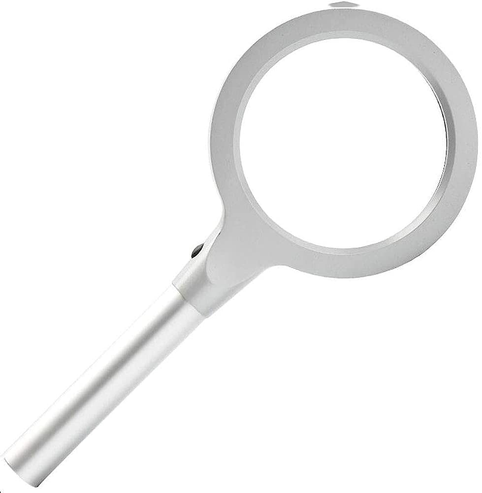 Leselupe, Handlupe mit Ganzmetallgehäuse, LED-Lampe und Staubbeutel