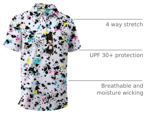 Image of ZITY Men's Golf Shirts Short Sleeve Print Patterns Casual Collared Polo